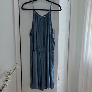 Old Navy  Soft Denim Split Open Back Romper With Pockets